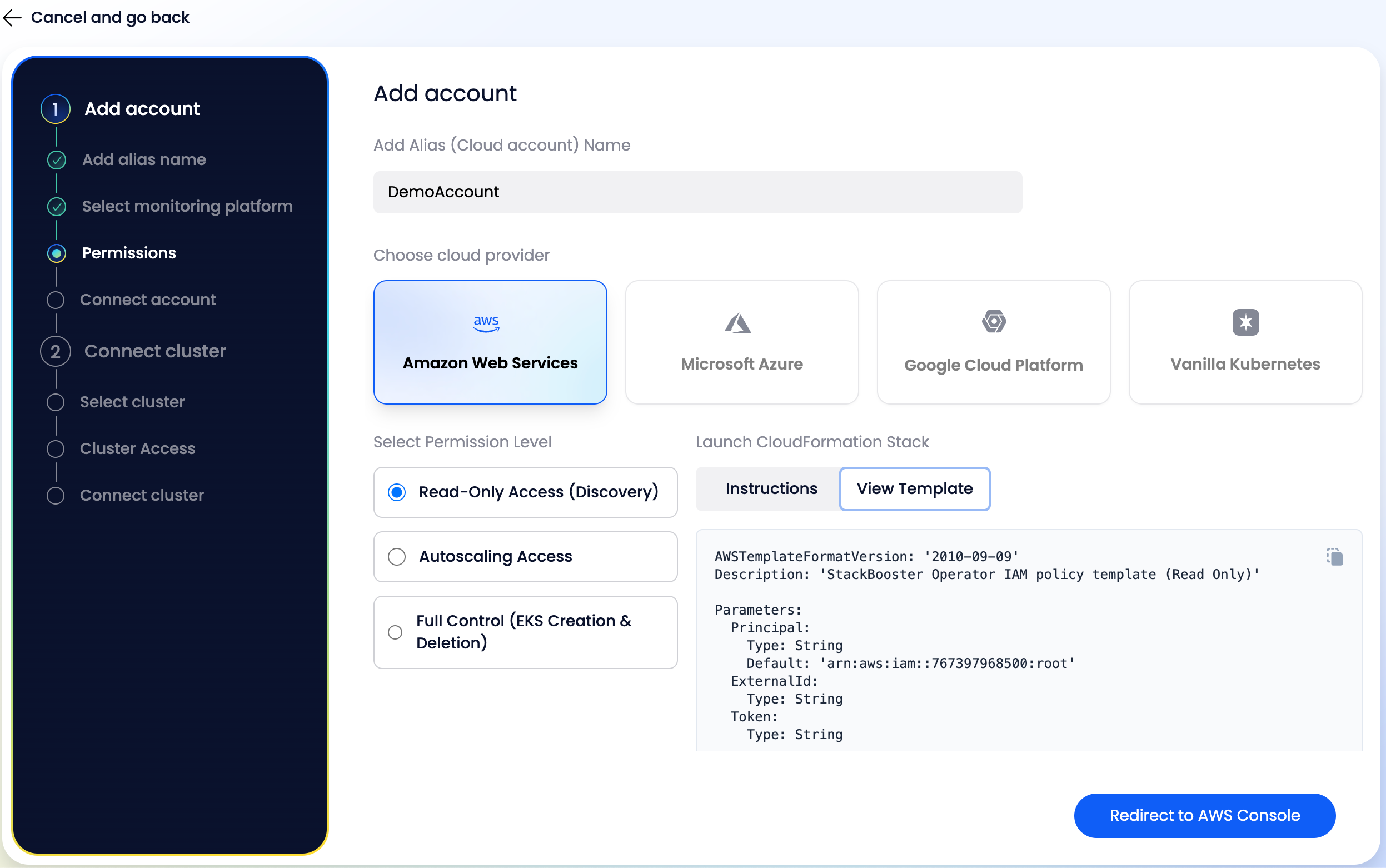 Select permissions